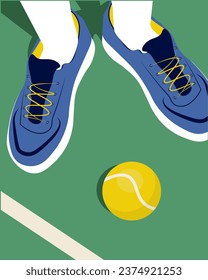 Vector illustration. Sports, tennis. Design for banner, poster, card, invitation. Vertical banner. Tennis match.