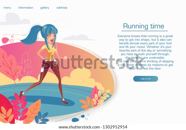Vector Illustration Sporty Girl Running Park Stock Vector Royalty
