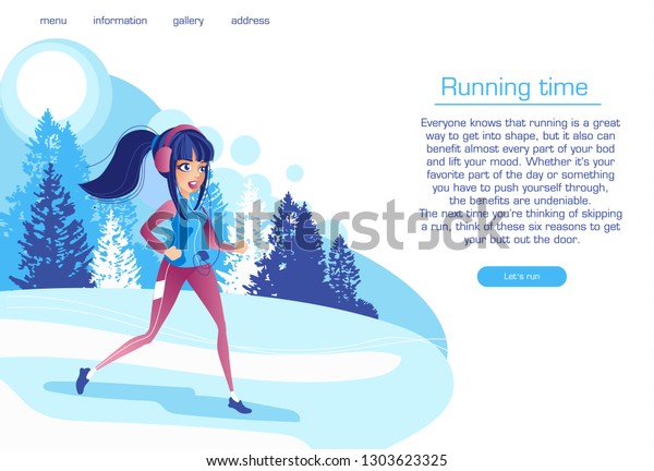 Vector Illustration Sporty Girl Running Park Stock Vector Royalty