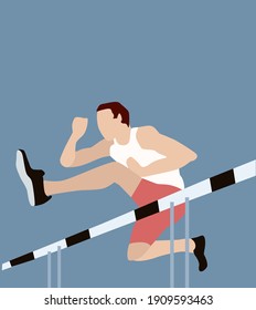 ilustración vectorial de un hombre deportivo saltando un trampolín, volante de salto, atletismo, deporte