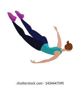 Vector illustration sporyive girl flat activity cartoon disproportional flat style workout girl exercise sport training practice woman flat illustration workout sport cute activity people sportive