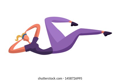 Vector illustration sporyive girl flat activity cartoon disproportional flat style workout girl exercise sport training practice woman flat illustration workout sport cute activity people sportive
