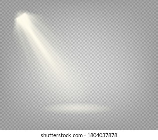 Vector illustration of spotlight beam isolated on transparent background