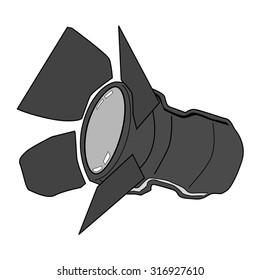 vector illustration of spotlight, equipment of studio