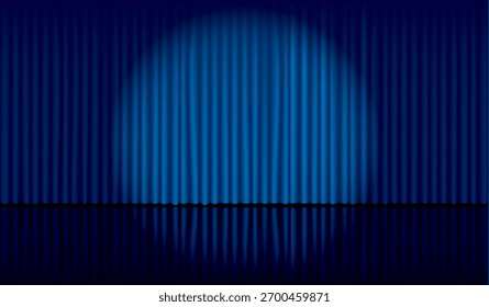 vector illustration of spotlight on blue curtain