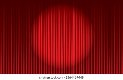 vector illustration of spotlight on red curtain