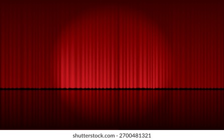 vector illustration of spotlight on red curtain