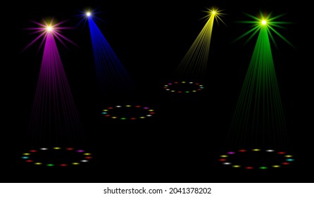 Vector illustration. Spotlights empty scene. Illuminated design.
