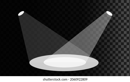 Vector illustration. Spotlights empty scene. Illuminated design.