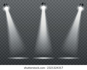 Vector illustration with spotlights on a transparent background.