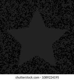 Vector illustration of spotted black background. Star.