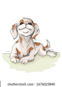 Vector Illustration Spotted Dog Resting,sommer Vacation Nice