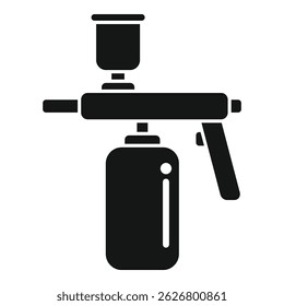 Vector illustration of a spray paint can with a cap, in a bold black silhouette