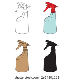 vector illustration of spray tool in various color styles