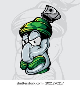 VECTOR ILLUSTRATION OF SPRAYCAN CHARACTER WITH MOUSETACHE