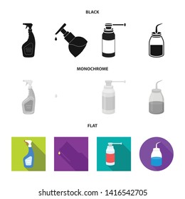 Vector illustration of sprayer and liquid sign. Set of sprayer and pesticide vector icon for stock.