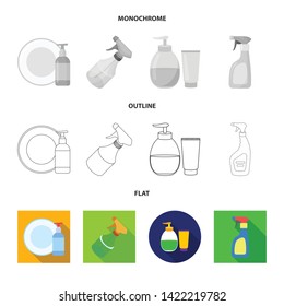 Vector illustration of sprayer and liquid sign. Set of sprayer and pesticide stock symbol for web.