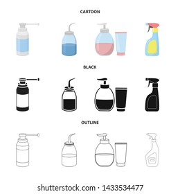 Vector illustration of sprayer and liquid sign. Set of sprayer and pesticide vector icon for stock.
