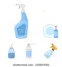 Vector illustration of sprayer and liquid symbol. Collection of sprayer and pesticide vector icon for stock.