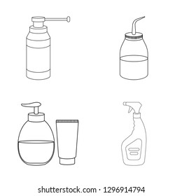 Vector illustration of sprayer and liquid symbol. Set of sprayer and pesticide stock symbol for web.