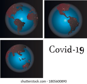 vector illustration of the spread of Covid-19 on the globe