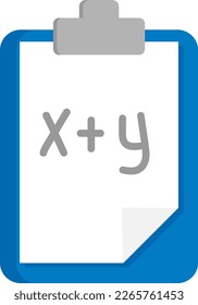 Vector illustration of spreadsheet with the mathematical equation x+y. Mathematical operations and algebra. Calculus, science and education.