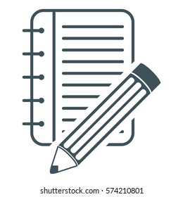 Vector Illustration of Sprial Notebook with Pencil Or Symbol Icon in gray
