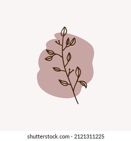 Vector illustration with sprig. Isolated icon, design element for invitation and greeting cards, decorative stickers or badges, banners, decoration design of page site, print , flyer or poster.