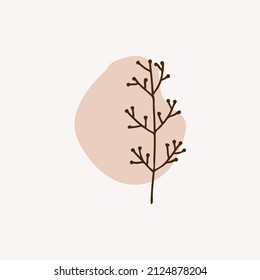 Vector illustration with sprig. Isolated icon, design element for invitation and greeting cards, decorative stickers or badges, banners, decoration design of page site, print , flyer or poster.