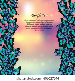 Vector illustration of a spring background with butterflies. Frame for decoration,