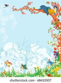 vector illustration, spring background, card concept.