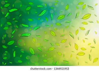 Vector illustration spring background with leaves. Forest banner.