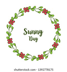 Vector illustration spring card of sunny day with various wreath frame
