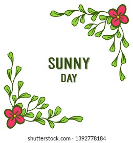 Vector illustration spring card of sunny day with various wreath frame