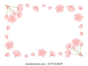 Vector illustration of spring cherry blossom frame