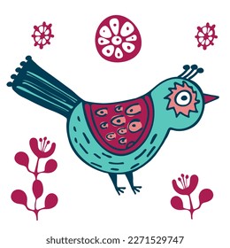 vector illustration spring color bird on the white background