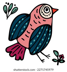 vector illustration spring color bird on the white background