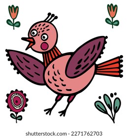 vector illustration spring color bird on the white background