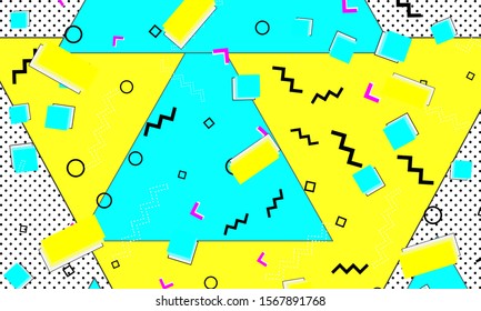 Vector Illustration. Spring Design. Dot Lemon Template. Triangle Ornament. Animation Cyan Composition. Yellow Grunge Flyer. Splash Aqua Art.