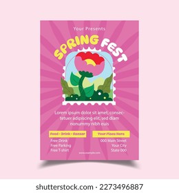 Vector Illustration of Spring Fest Flyer Template