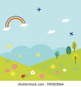 Vector illustration of spring field