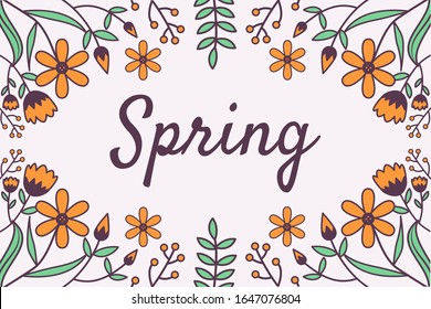 Vektorillustration Illustration Frühling blühenden schönen Hintergrund. Frühjahrsmarkt-Hintergrund-Konzept. Grußkarte für die Frühlingszeit. Federbanner-Konzept. 2020 Flora Natur mit warmer, weicher Pastellfarbe.