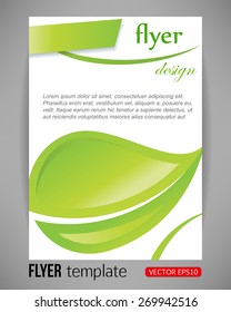 Vector illustration spring floral flyer template with big leaf