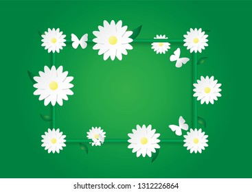 Vector illustration spring flower with butterfly