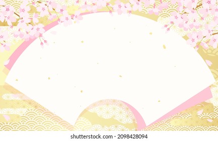 Vector illustration of spring flowers and fan
