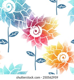 Vector illustration of spring flowers - seamless pattern