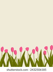 Vektorgrafik. Frühlingsblumen, Tulpen, Blüten, rosa Tulpen.