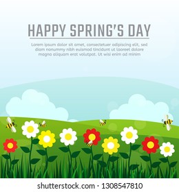 Vector illustration of the Spring Garden with attractive flowers, can be used for your design needs. EPS10 file. - Vector