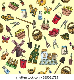 Vector illustration of spring garden seamless pattern