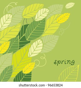 Vector illustration of spring green leafs with text